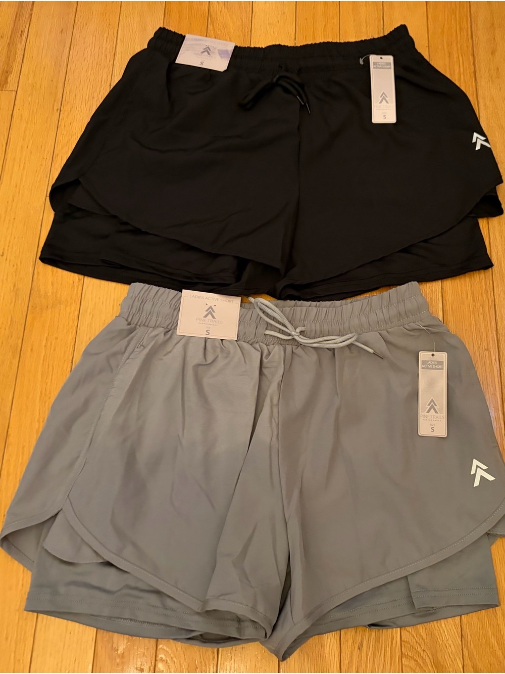 Pine trails performance  Women's Athletic Shorts x 2 pairs Black & Gray